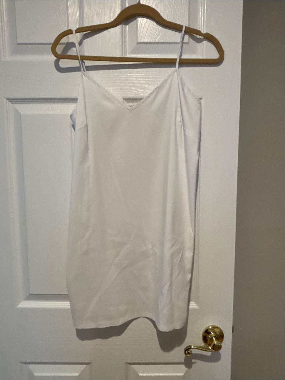bebe White V-Neck slip dress